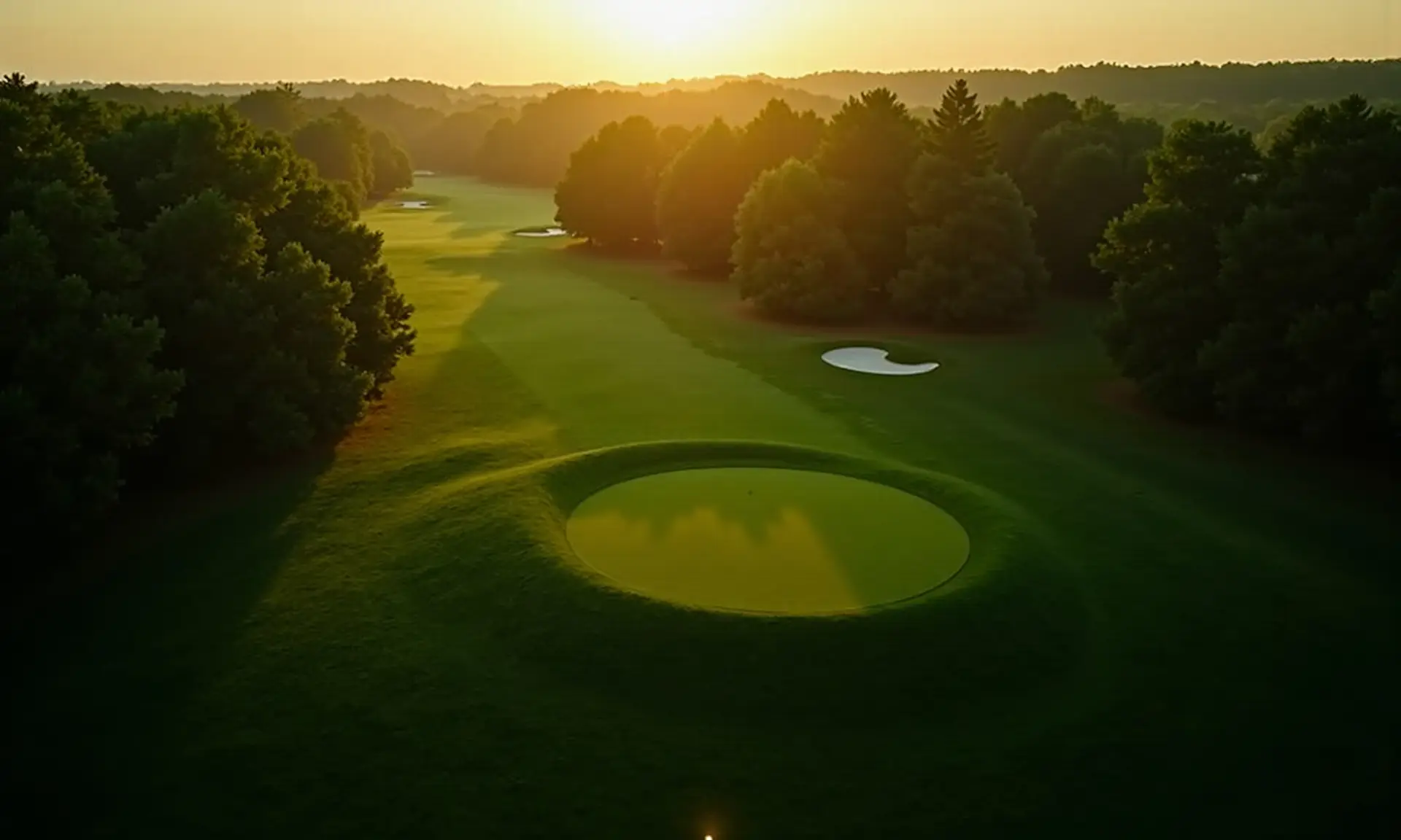 Golf course at sunset
